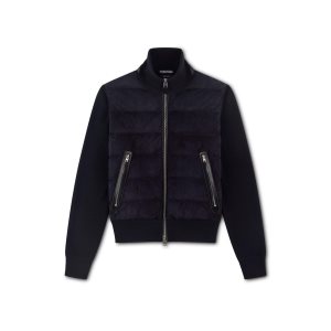 Ropa De Abrigo Tom Ford Gamuza Down Front Merino Blouson Hombre Azul Marino | 153-QEGRMY
