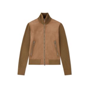 Ropa De Abrigo Tom Ford Gamuza Front Zip Through Hombre Marrones | 172-PCOSJN