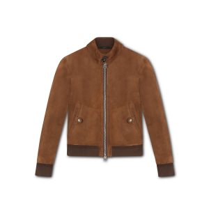 Ropa De Abrigo Tom Ford Gamuza Harrington Jacket Hombre Marrones | 349-LYFDCP