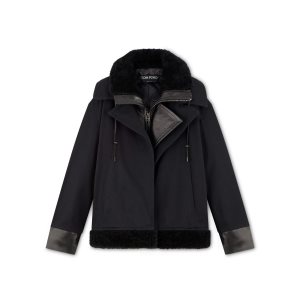 Ropa De Abrigo Tom Ford Gamuza Shearling & Algodon Drill Blouson Mujer Negras | 726-SYBJOU