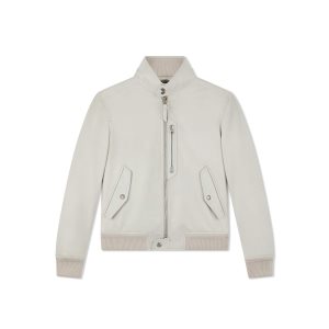 Ropa De Abrigo Tom Ford Grain Cuero Harrington With Zip Hombre Gris | 624-NWYHPF