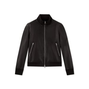 Ropa De Abrigo Tom Ford Grain Cuero Pista Bomber Hombre Negras | 742-QGPUFE