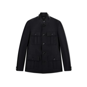 Ropa De Abrigo Tom Ford Lana Silk Serge Military Jacket Hombre Negras | 105-DIWQLX