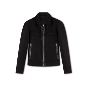 Ropa De Abrigo Tom Ford Light Felt Zip Western Jacket Hombre Negras | 791-OZQUAJ