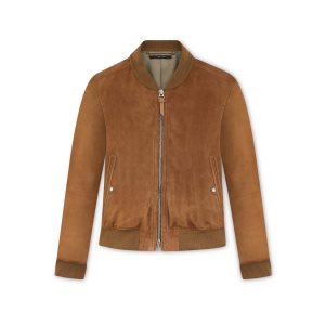 Ropa De Abrigo Tom Ford Light Gamuza Bomber Hombre Marrones | 361-VXGYFB