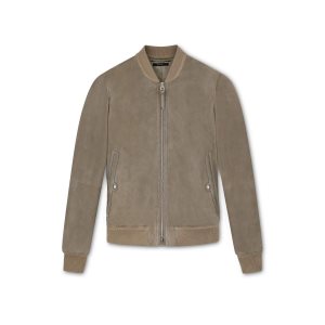 Ropa De Abrigo Tom Ford Light Gamuza Bomber Hombre Kaki | 853-LKTNUC