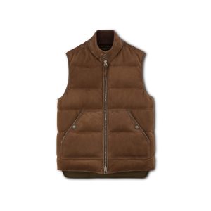 Ropa De Abrigo Tom Ford Light Gamuza Down Gilet Hombre Marrones Oscuro | 643-HPRCSF