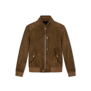 Ropa De Abrigo Tom Ford Light Gamuza Harrington With Zip Hombre Cigar | 651-CSHGKR