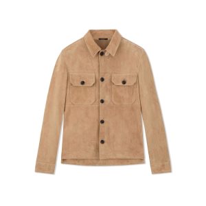 Ropa De Abrigo Tom Ford Light Gamuza Outershirt Hombre Marrones | 591-DUJQXI