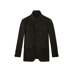 Ropa De Abrigo Tom Ford Moleskin Military Jacket Hombre Gris Verde | 876-WUAHKZ