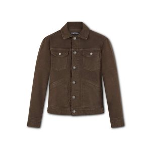 Ropa De Abrigo Tom Ford Moleskin Stretch Denim Jacket Hombre Marrones Oscuro | 214-WMEHZY