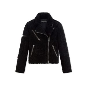 Ropa De Abrigo Tom Ford Nappa Shearling Ciclismo Jacket Mujer Negras | 043-ALFRKW