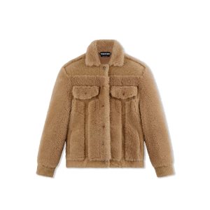 Ropa De Abrigo Tom Ford Nappa Shearling Jean Jacket Mujer Beige | 971-NYKGDZ