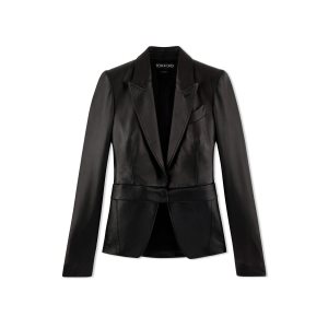 Ropa De Abrigo Tom Ford New Plonge Cuero Convertible Jacket Mujer Negras | 927-SZRYQG