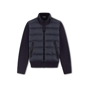 Ropa De Abrigo Tom Ford Nylon Down Front Merino Blouson Hombre Azul Marino | 479-WDGFZO