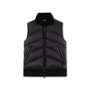 Ropa De Abrigo Tom Ford Nylon Down Merino Gilet Hombre Negras | 786-SFEJLM