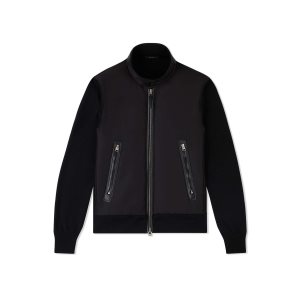 Ropa De Abrigo Tom Ford Nylon Front Harrington Zip Through Hombre Negras | 736-PJDGBH