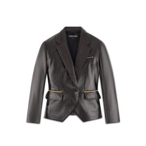 Ropa De Abrigo Tom Ford Plonge Cuero Jacket With Iconic Zips Mujer Negras | 231-LGFORJ