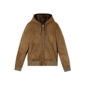 Ropa De Abrigo Tom Ford Shearling Hoodie Hombre Cigar | 126-NMEKCZ