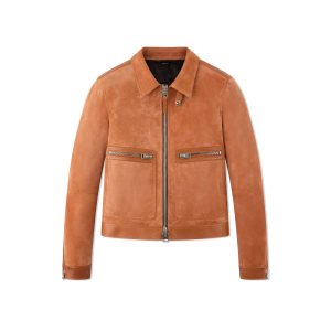 Ropa De Abrigo Tom Ford Soft Gamuza Contrast Zip Blouson Hombre Rojas | 259-HJRIKA