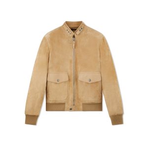 Ropa De Abrigo Tom Ford Soft Gamuza 'Members Only' Jacket Hombre Marrones | 746-ZMITWE