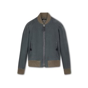 Ropa De Abrigo Tom Ford Soft Moleskin Bomber Hombre Azules | 983-LPRDTQ