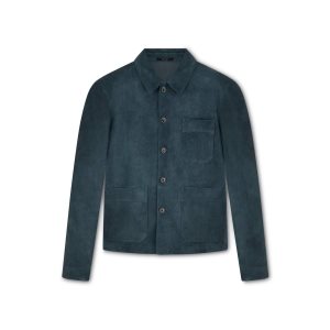 Ropa De Abrigo Tom Ford Washed Heathered Gamuza Chore Jacket Hombre Petrol | 281-FXESBV