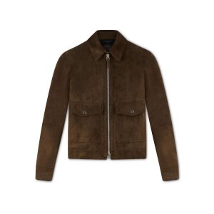 Ropa De Abrigo Tom Ford Zip Collar Blouson Hombre Verde Oliva Oscuro | 254-PVCFEJ