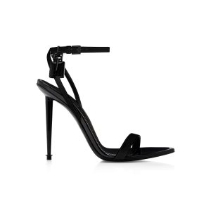 Sandalias Tacones Tom Ford Charol Cuero Padlock Pointy Naked Mujer Negras | 103-PVFASC