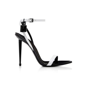 Sandalias Tacones Tom Ford Charol Cuero Padlock Pointy Naked Mujer Blancas Negras | 751-MDTJQZ
