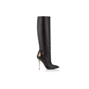Sandalias Tacones Tom Ford Cuero Padlock Mujer Negras | 534-EIHXBS