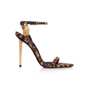 Sandalias Tacones Tom Ford Hair Calf Animalier Padlock Pointy Naked Mujer Marrones Negras | 730-PVGORU