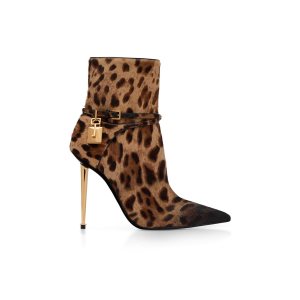 Sandalias Tacones Tom Ford Shaded Hair Calf Animalier Padlock Mujer Marrones Negras | 092-TIDPUR