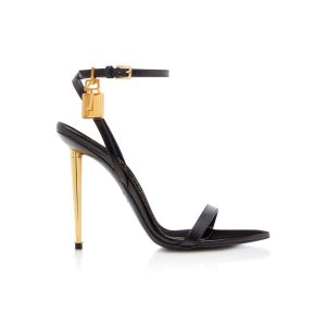 Sandalias Tacones Tom Ford Shiny Cuero Padlock Pointy Naked Mujer Negras | 753-UJAMIS