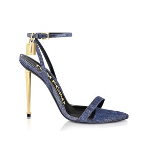 Sandalias Tom Ford Denim Padlock Pointy Naked 105 Mm Mujer Azules | 260-NLVDWT