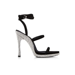 Sandalias Tom Ford Gamuza Cuero And Crystal Stones Opanka Ankle Wrap Mujer Negras | 482-LFBZIV