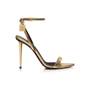 Sandalias Tom Ford Laminated Nappa Cuero Padlock Pointy Naked Mujer Doradas | 064-RWOXJD