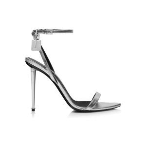 Sandalias Tom Ford Laminated Nappa Cuero Padlock Pointy Naked Mujer Plateadas | 357-EAZRXJ