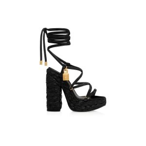Sandalias Tom Ford Nappa Cuero Maxi Rope Ankle Wrap Plataforma Mujer Negras | 937-YOCZHL