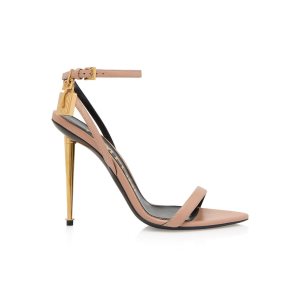 Sandalias Tom Ford Shiny Cuero Padlock Pointy Naked Mujer Flesh | 518-LZRHKJ
