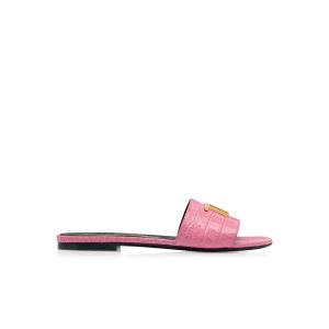 Sandalias Tom Ford Shiny Stamped Crocodile Cuero Tf Chanclas Mujer Rosas | 315-BWNEKY