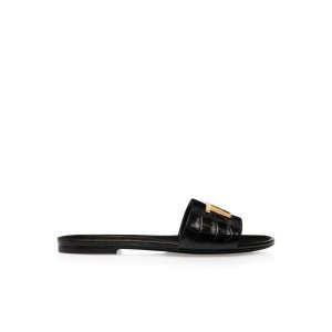 Sandalias Tom Ford Shiny Stamped Crocodile Cuero Tf Chanclas Mujer Negras | 432-UYDTRE