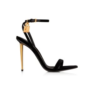 Sandalias Tom Ford Velvet Padlock Pointy Naked Mujer Negras | 471-XVCEHB