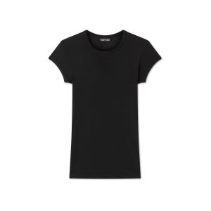 Tops Tom Ford Algodon Crewneck T-shirt Mujer Negras | 360-PJHUWG
