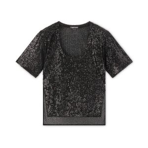 Tops Tom Ford All Over Sequins T-shirt Mujer Negras | 715-FYDBXV
