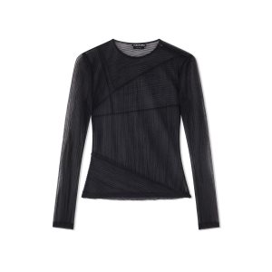 Tops Tom Ford Rib Transparent Jersey Mujer Negras | 508-LQGHWN
