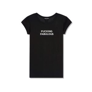 Tops Tom Ford Silk Jersey 'Fucking Fabulous' T-shirt Mujer Negras | 812-PZVNYS
