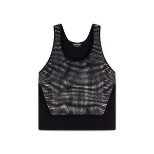 Tops Tom Ford Sparkle Cashmere Asymmetric Tank Mujer Negras | 460-MUSVQL
