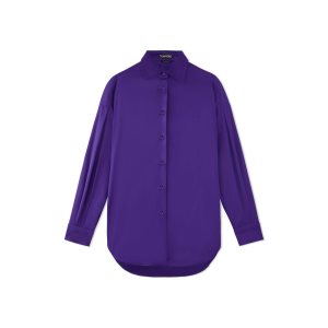 Tops Tom Ford Stretch Silk Satin Relaxed Fit Shirt Mujer Amethyst | 314-SETOWD