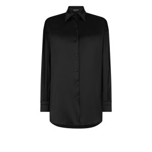 Tops Tom Ford Stretch Silk Satin Relaxed Fit Shirt Mujer Negras | 935-PCJKGM